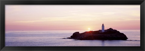 Framed Sunset, Godrevy Lighthouse, Cornwall, England, United Kingdom Print