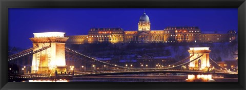 Framed Chain Bridge, Royal Palace, Budapest, Hungary Print