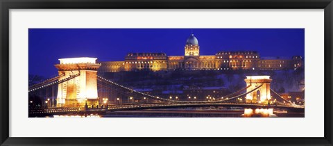 Framed Chain Bridge, Royal Palace, Budapest, Hungary Print