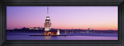Framed Sunset Lighthouse Istanbul Turkey Print