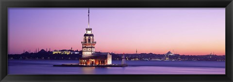 Framed Sunset Lighthouse Istanbul Turkey Print