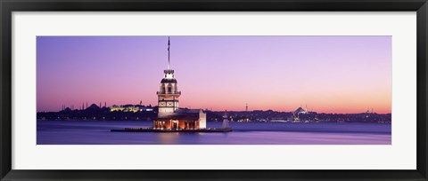 Framed Sunset Lighthouse Istanbul Turkey Print