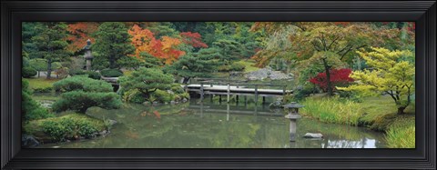 Framed Plank Bridge, The Japanese Garden, Seattle, Washington State, USA Print