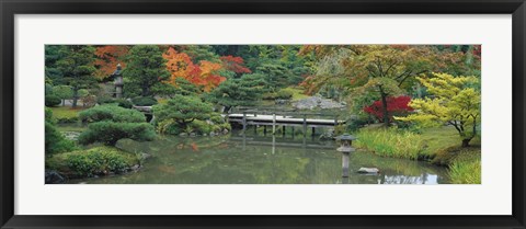 Framed Plank Bridge, The Japanese Garden, Seattle, Washington State, USA Print