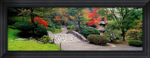 Framed Stone Bridge, The Japanese Garden, Seattle, Washington State Print