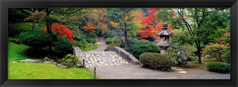 Framed Stone Bridge, The Japanese Garden, Seattle, Washington State Print