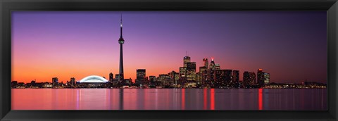 Framed Reflection of buildings in water, CN Tower, Toronto, Ontario, Canada Print