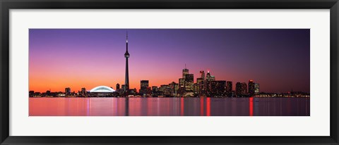 Framed Reflection of buildings in water, CN Tower, Toronto, Ontario, Canada Print