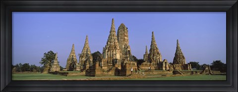 Framed Temples in a field, Wat Chaiwatthanaram, Ayutthaya Historical Park, Ayutthaya, Thailand Print