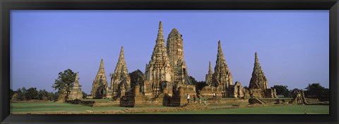 Framed Temples in a field, Wat Chaiwatthanaram, Ayutthaya Historical Park, Ayutthaya, Thailand Print