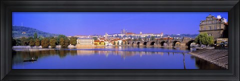 Framed Birght Purple Sky Over Charles Bridge, Prague, Czech Republic Print