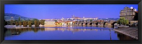 Framed Birght Purple Sky Over Charles Bridge, Prague, Czech Republic Print