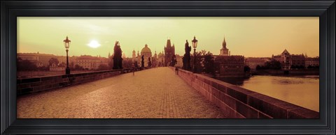 Framed Charles Bridge, Prague, Czech Republic, Sepia View Print