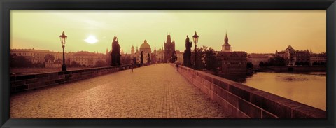 Framed Charles Bridge, Prague, Czech Republic, Sepia View Print