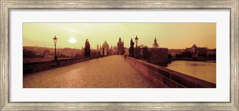 Framed Charles Bridge, Prague, Czech Republic, Sepia View Print