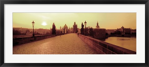 Framed Charles Bridge, Prague, Czech Republic, Sepia View Print