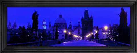 Framed Charles Bridge, Prague, Czech Republic, Bright Blue Print