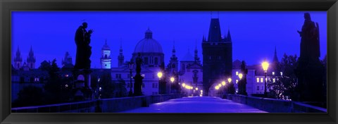 Framed Charles Bridge, Prague, Czech Republic, Bright Blue Print