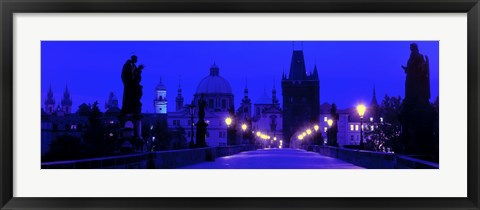 Framed Charles Bridge, Prague, Czech Republic, Bright Blue Print