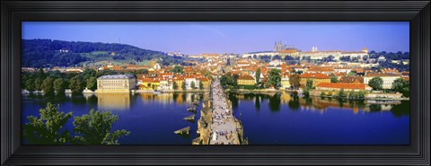 Framed Charles Bridge, Prague, Czech Republic, Blue Sky Print