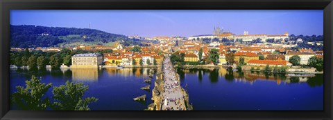 Framed Charles Bridge, Prague, Czech Republic, Blue Sky Print