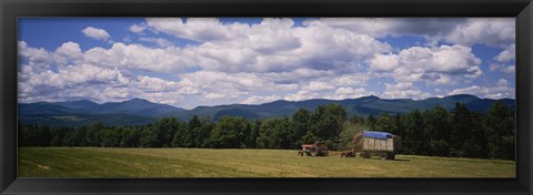 Framed Tractor on a field, Waterbury, Vermont, USA Print