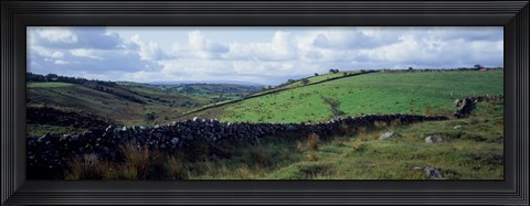 Framed Stone wall on a landscape, Republic of Ireland Print