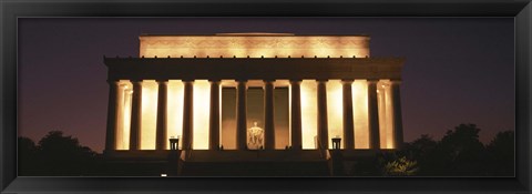 Framed Lincoln Memoria Lit Up at Night Print