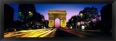 Framed France, Paris, Arc de Triomphe (night) Print