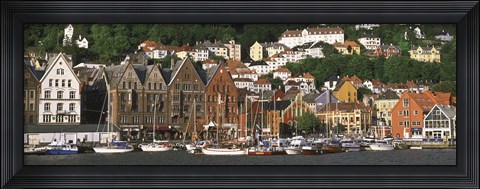 Framed Boats on the Water, Bergen, Norway Print