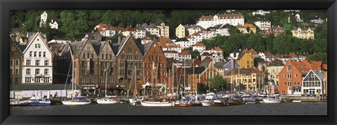 Framed Boats on the Water, Bergen, Norway Print