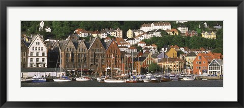 Framed Boats on the Water, Bergen, Norway Print