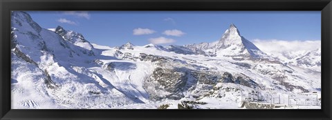 Framed Snow Covered Slopes, Matterhorn Switzerland Print