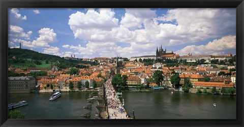 Framed Aerial view of Charles Bridge Prague Czech Republic Print