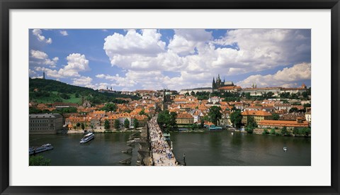 Framed Aerial view of Charles Bridge Prague Czech Republic Print