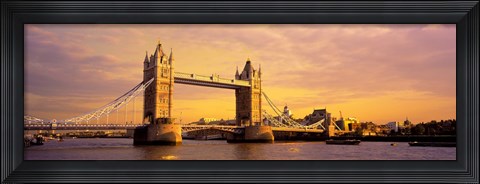 Framed Tower Bridge London England with Orange Sky Print