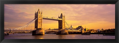 Framed Tower Bridge London England with Orange Sky Print