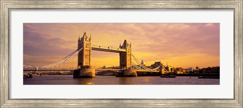 Framed Tower Bridge London England with Orange Sky Print