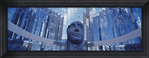 Framed Low Angle View Of A Statue In Front Of Building, La Defense, Paris, France Print