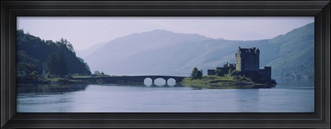 Framed Castle at the lakeside, Eilean Donan Castle, Loch Duich, Highlands Region, Scotland Print