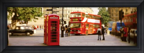 Framed Phone Box, Trafalgar Square Afternoon, London, England, United Kingdom Print
