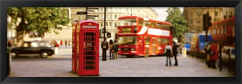 Framed Phone Box, Trafalgar Square Afternoon, London, England, United Kingdom Print