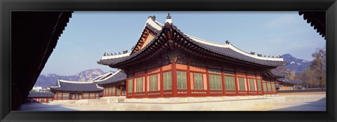 Framed Courtyard of a palace, Kyongbok Palace, Seoul, South Korea, Korea Print