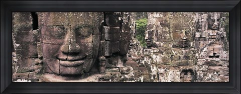Framed Stone Faces Bayon Angkor Siem Reap Cambodia Print