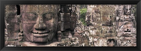 Framed Stone Faces Bayon Angkor Siem Reap Cambodia Print