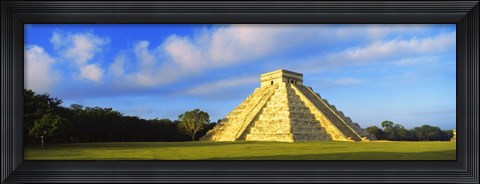 Framed Pyramid in a field, Kukulkan Pyramid, Chichen Itza, Yucatan, Mexico Print