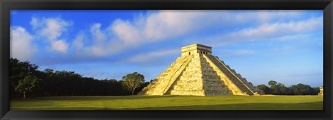 Framed Pyramid in a field, Kukulkan Pyramid, Chichen Itza, Yucatan, Mexico Print