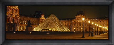 Framed Louvre Lit Up at Night, Paris, France Print