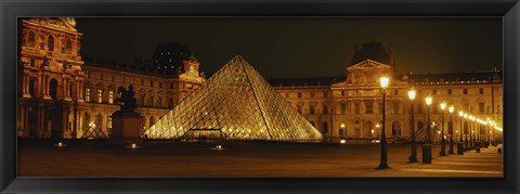 Framed Louvre Lit Up at Night, Paris, France Print