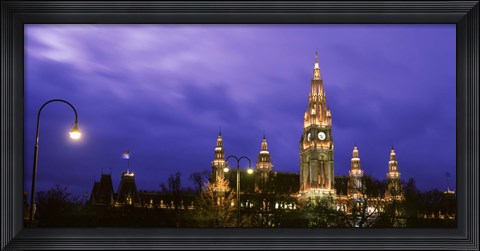 Framed Austria, Vienna, Rathaus, night Print